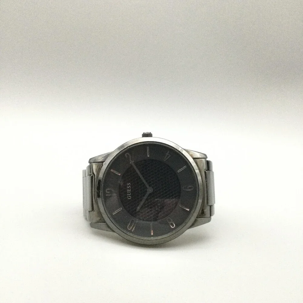 Guess Steel Mens Watch 39mm Black Dial Gunmetal U11651G1 New Battery 7
